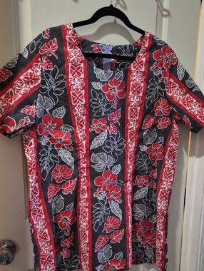 Red & Black Floral Short-Sleeve Dress